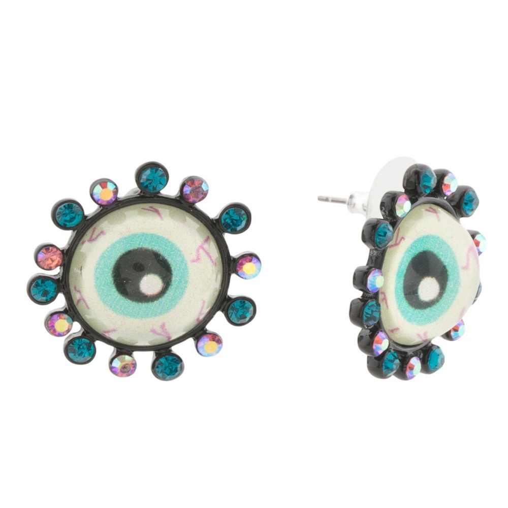 Betsey Johnson Teal and Purple Eye Earrings
